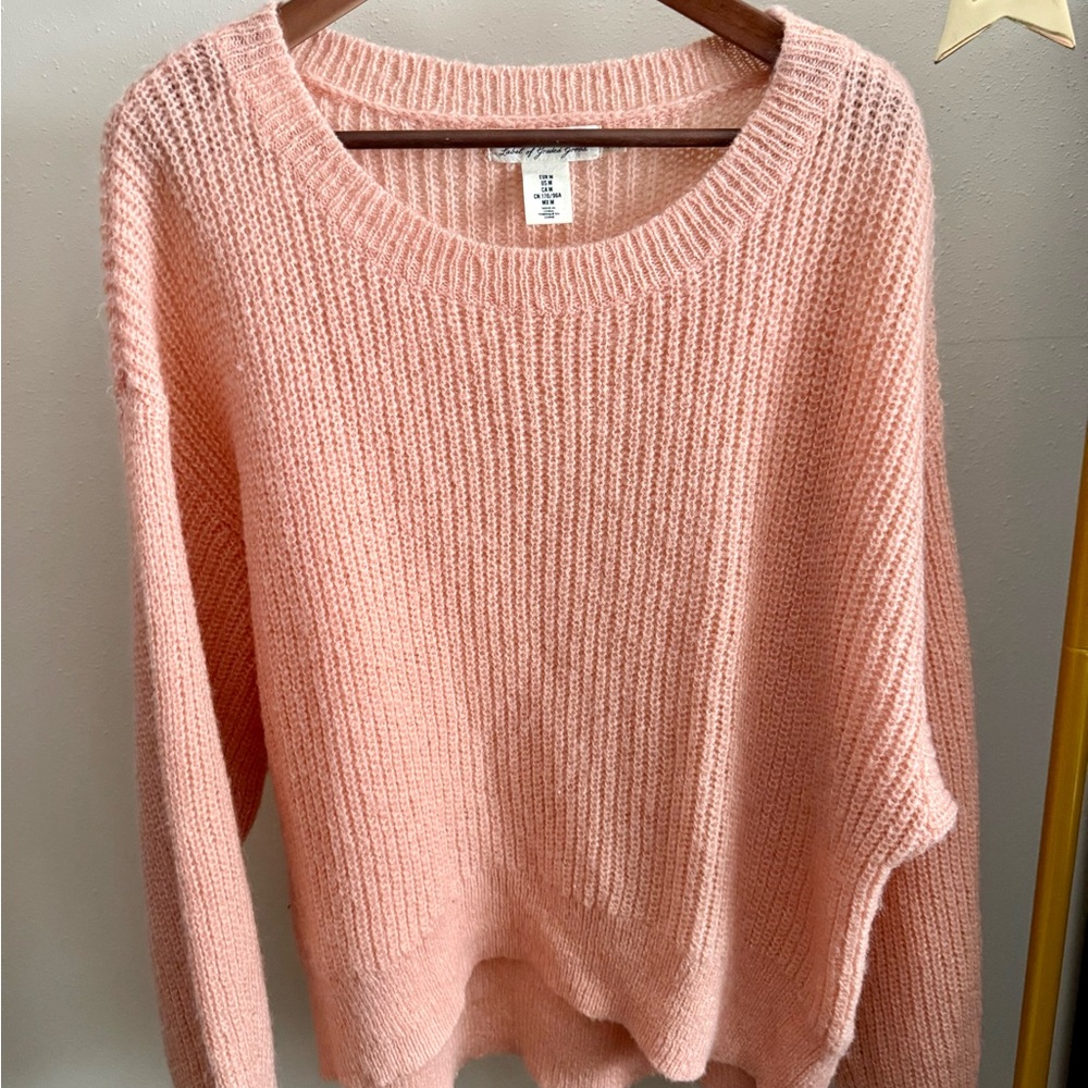 H&M LOGG Peach Chunky Knit Sweater Relaxed Crewneck Medium